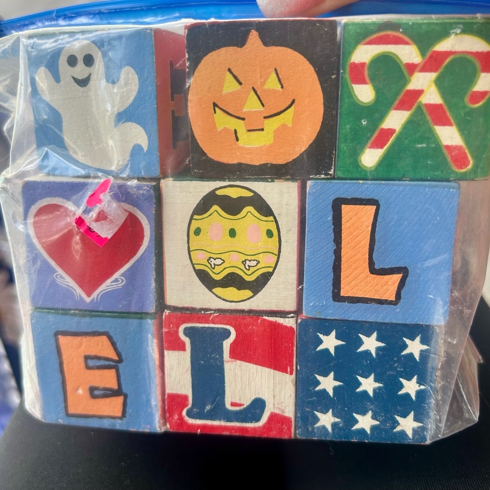 Vintage Colorful Holiday Themed Building Blocks